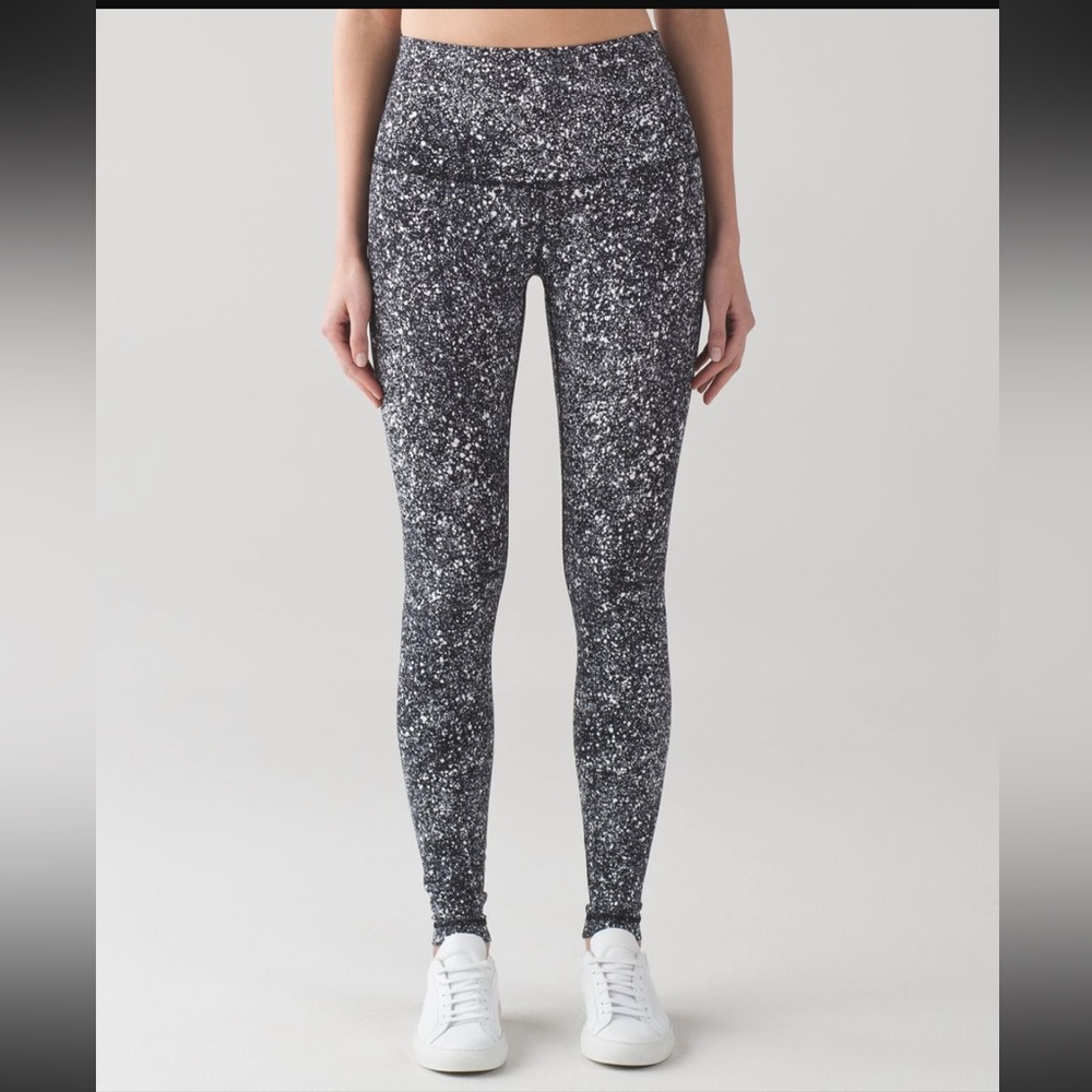 Lululemon Wunder Under Pant (Hi-Rise) Splatter White Black NWOT